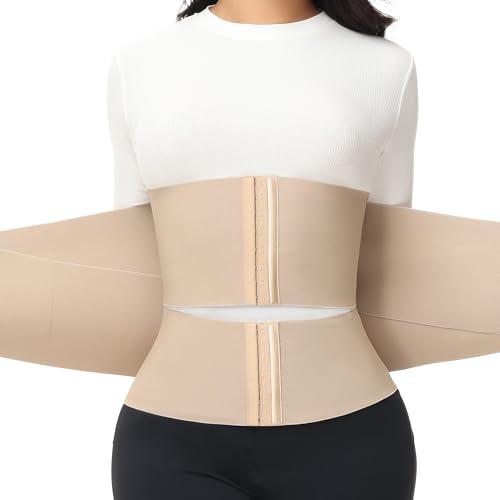 Image of SHAPSHE Waist Trainer for Women Tummy Control Support Cincher Segmented | segmented triple wrap,75%nylon 25%spandex elastic,3 steel bones back support,3 row adjustable hook,fit workout postpartum