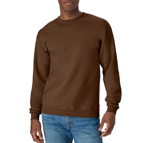 Hanes Men's EcoSmart Fleece, Pullover Crewneck Sweatshirt, 1 or 2 Pack, Army Brown-1 Pack, X Large