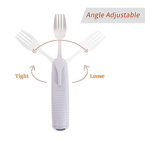 Pekokavo Adaptive Utensils Set, Angle Adjustable Arthritis Aid Silverware for Parkinsons, Hand Tremors, with Non-Slip Easy Grip Handle (2 Count (Spoon + Fork)) - Image 3
