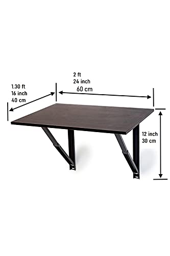 Image of Compal Heavy Duty Foldable Table for Laptop /Study /Dining /Microwave /Storage /Adults & Kids Study & Multipurpose Utility Engineered Wood Study Table (16x24 Inch Walnut Wall Mount Table)