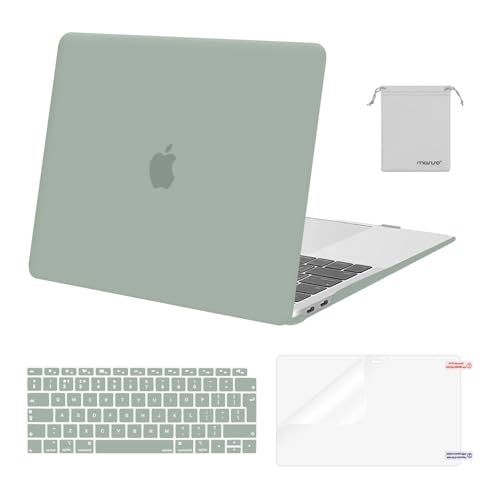 MOSISO Coque Compatible avec MacBook Air 13 Pouces 2020-2018 A2337 M1 A2179 A1932 avec Retina Display, Plastique Coque Rigide&amp;Protection Clavier&amp;Protecteur Écran&amp;Sac Rangement, Vert Antique
