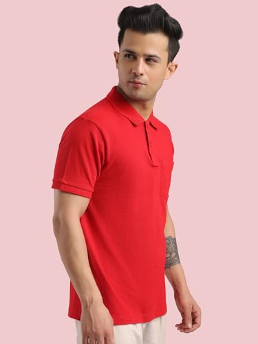 Image of Rupa Bumchums Men Super Combed Cotton Solid Half Sleeve Club Collar Polo Regular Fit T-Shirt with Chest Pocket