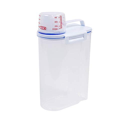 Baisyne Pet Food Storage Container with Measuring Cup, 2lb/2.5L, Pour Spout for Small Dog Cat Bird Turtle, Waterproof…