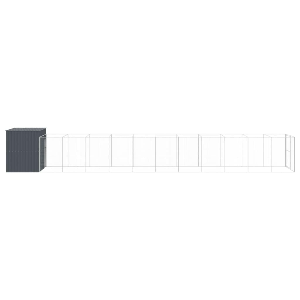 Mangloder Caseta para Perros con Caño de Acero Galvanizado Antracita 214x1273x181cm Impermeable para Jardín, Terraza y Exterior, Protección Segura para Cachorros y Perros
