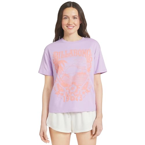 Billabong Womens Regular Fit Premium Soft Cotton Tee Short Sleeve Graphic T-Shirt Lilac Large