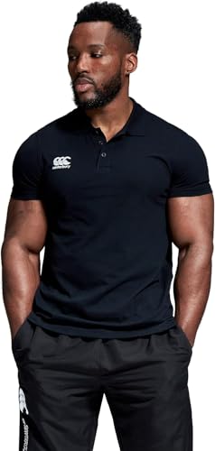 Canterbury Homme Polo en Coton Waimac | Chemise de Rugby | Décontracté Chemise Polo Black 3XL
