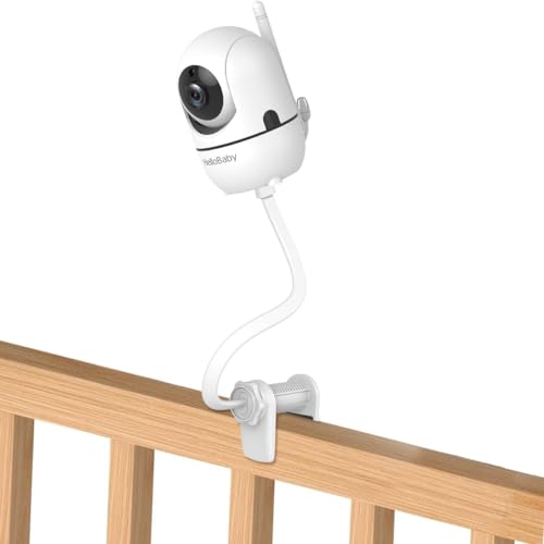 Image of HelloBaby Monitor Clip Mount for HB6550/ Pro/ HB6550Plus/ HB6560/ HB65/ HB6240/ HB6339/ HB6351, Flexible Crib Clamp Mount Long Gooseneck Arm, Indoor Without Tools or Wall Damage