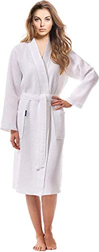 Waffle Bathrobes Towel Unisex-Bathrobes for Men-Bathrobes for Women-Lightweight Bathrobe Side Pockets-White Bathrobes Unisex Hotel Quality-Luxury Bathrobe-Soft Cotton Bathrobe