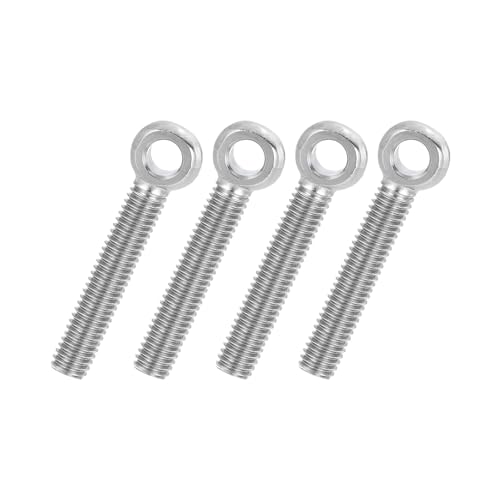 PATIKIL 4 Pcs Tornillo Ojo Giratorio Con Hombro M6x45mm 304 Acero Inox Métrico Roscado Completo Ojo Pez Agujero Deslizante Tornillo Para Aparejos Sujetadores Metálicos Tornillos Plateado