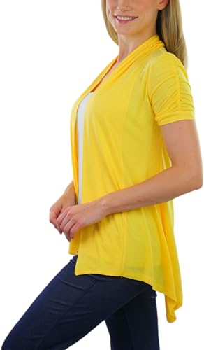 Image of ToBeInStyle Womens Open Front Casual Shrug Lightweight Layering Cardigan Sleeveless or Short Sleeve