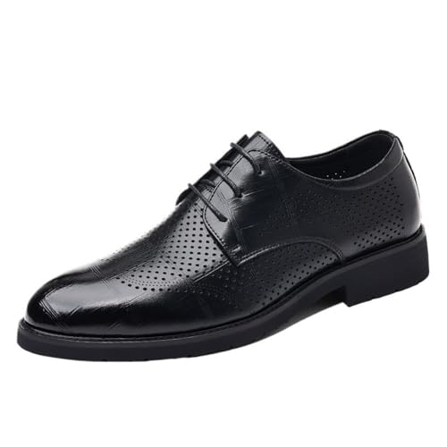 Mens All Season Low Top Black Business Dress Shoes British Style Casual Commuter Wedding Groom Footwear Lace up