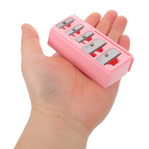 Sacapuntas para lápices de maquillaje Mikinona rosa con 5 agujeros y alta eficiencia 4