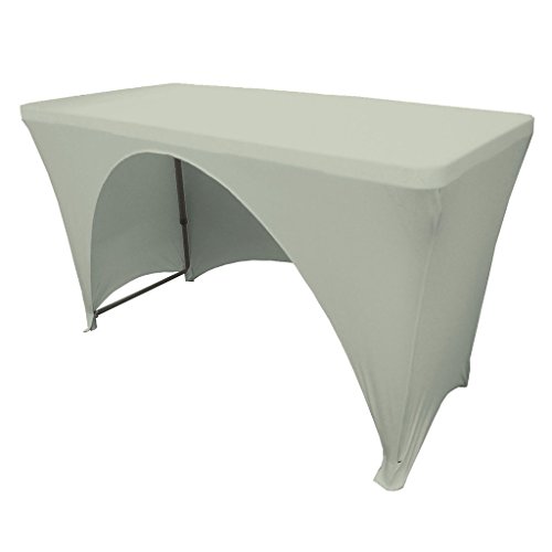 LA Linen Open Back Spandex Tablecloth for a 4-Foot Rectangular Table, 48 by 30 by 30-Inch, Light Gray