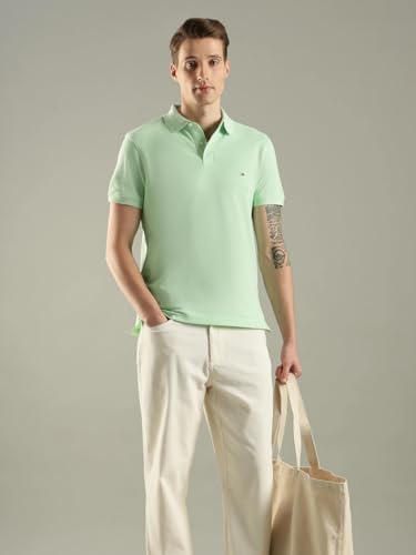 Image of Tommy Hilfiger Solid Regular fit Cotton Polo t-Shirt