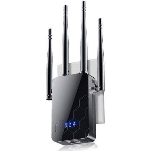 WiFi Extender Internet Booster, Long Range Repeater Wireless Amplifier, Mesh Wi-Fi 80% Faster, Broader Than Ever, Support More Network Devices