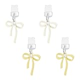 Dlseego iPhone用 キャップカバー ケーブルキャップ iPad mini 適応 iPhone14 13 12 X Xs Max Xr 8 7 SE2適応アンチ ダスト プロテクター iphone用 ポート防塵保護カバー 充電穴キャップ スマートフォン用 lightning キャップ4個入り　かわいい 蝶結び ホワイト+イエロー