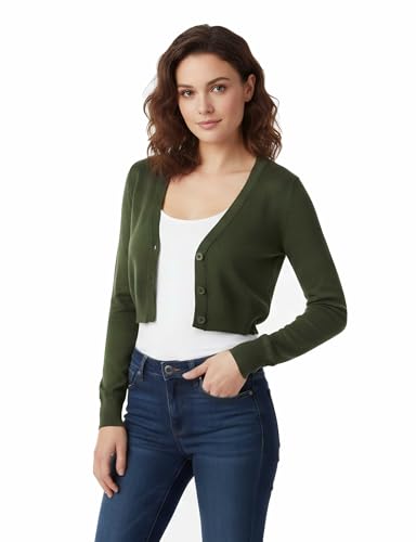 Image of Allsense Women's Cropped Bolero Shrug Cardigan | 3 /4 Sleeve, Button Down, Lightweight Knit Sweater