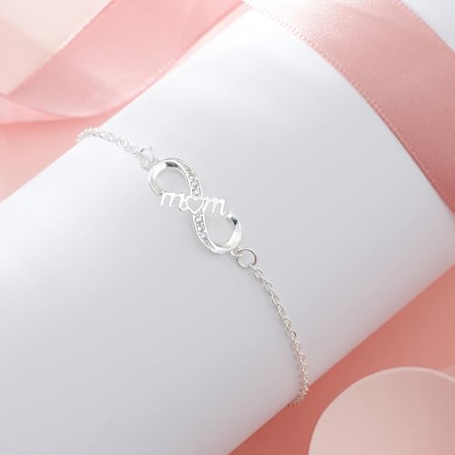 Image of Infinity Heart Bracelets for Daughter Mom Sister Granddaughter Grandma Lovers White Gold Plated Diamond Adjustable Butterfly Bracelets Best Birthday Mother's day Graduation Gifts