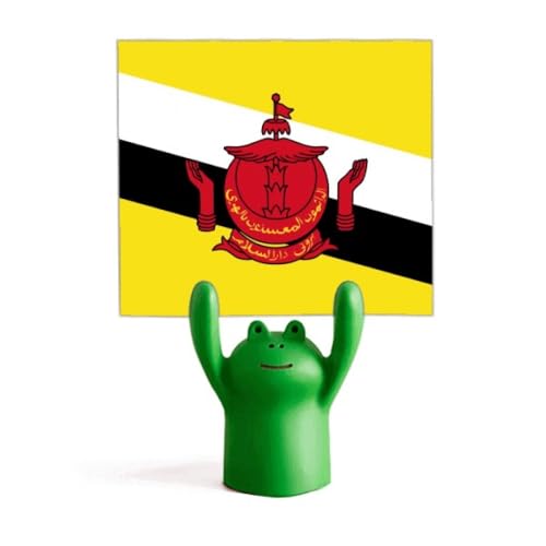 Porte-mémo grenouille drapeau Brunei pince notes stable