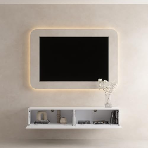 Planetmöbel West TV-Schrank, Fernsehtisch 160 cm lang, TV-Board hängend oder stehend, Fernsehschrank für Wohnzimmer, TV Möbel 37,8 x 160 x 30 cm, weiß