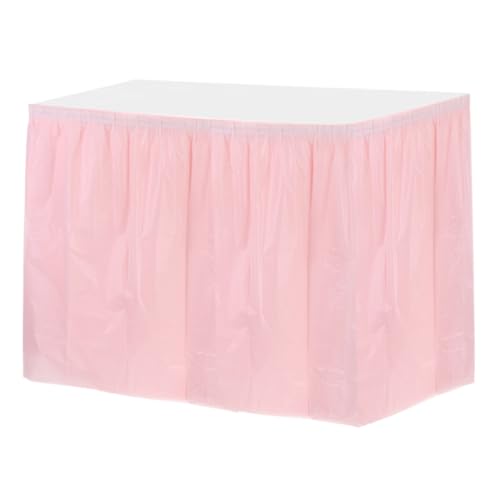 Jupe de table rose clair pour cacher les pieds de table rectangulaire - 2