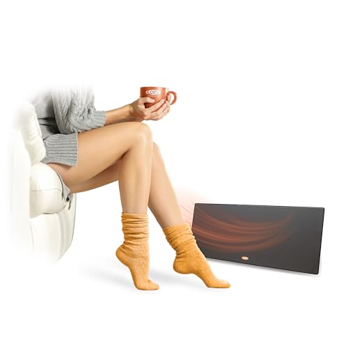 Cozy Products New and Improved Cozy Legs, Flat Panel Space Heater for Home and Office, Portable Heater with Built-in Thermostat, 150-watt, Energy-Efficient, 19' x 8' x 1', 3.2 lbs., Black