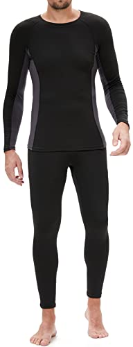 BenBoy Men s Thermal Underwear Ultra Soft Long Johns Set with Fleece Winter,QY25045M-Black-XL Blackgrey