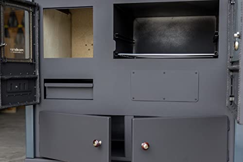 Foto von EEK A+ Kaminofen mit Backfach und Herdplatte Pracktik Lux Anthrazit RAL 7016 RECHTS Holzofen 9,5 kW Kamin Ofen Dauerbrandofen Werkstattofen Schwedenofen Hüttenofen Heizofen