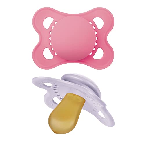 Image of MAM Original Pure Pacifier, Climate Neutral MAM Natural Rubber Pacifier, Sustainable & Bio-Renewable Raw Materials, Sterilizer Case, Girl, 0-6 Months, 2-Pack
