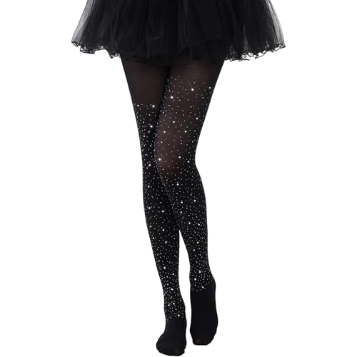 Dxhycc Girls Sparkle Tights Stretchy Rhinestone Stockings School Dress Dance Tights