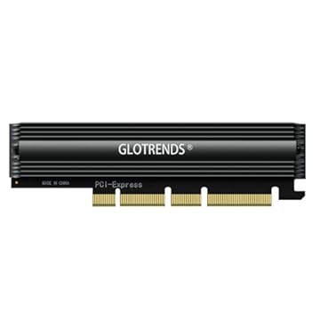 GLOTRENDS PA16 22110/2280 Adattatore M.2 NVMe a PCIe 4.0 X4 con dissipatore in alluminio a copertura totale, installazione su PC/1U Server