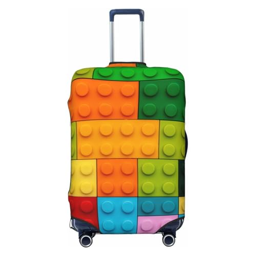 Travel Luggage Covers - Colorful Building Blocks Elasticity Suitcase Covers Protector for Luggage 18-32 Inch