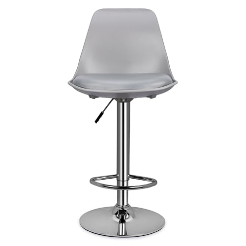 Image of DPI Modern Height Adjustable and 360 Degree Revolving Bar Stool | Kitchen Chair Suitable for Kitchen Cafeteria Dining Office Shops | (2, Gray)