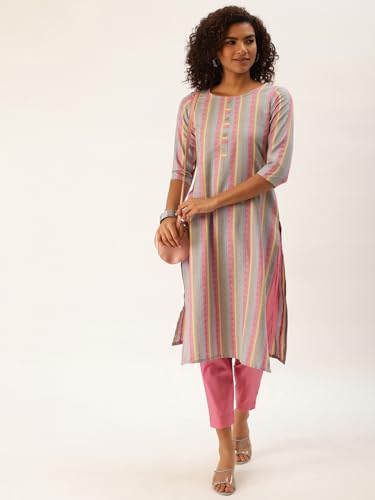 Image of Saanjh Women Printed Regular Kurta with Trousers || Kurta Set for Women || Suit Set