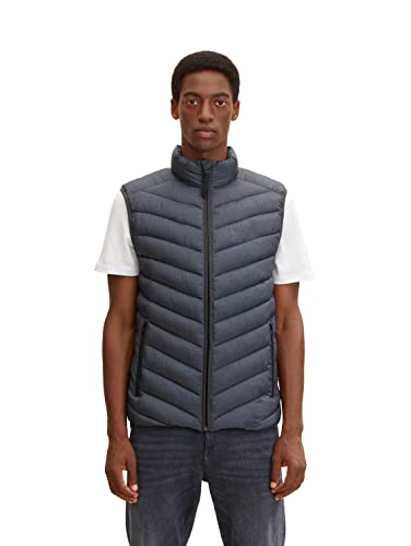 TOM TAILOR Herren Lightweight Stepptweste 1031473, 24267 - Grey Twill Structure, M – Ansicht 1