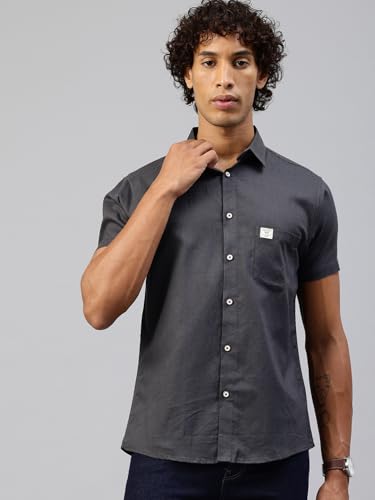 Image of Majestic Man Men Slim Fit Pure Cotton Solid Half Sleeve Casual Shirt