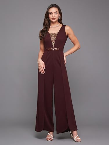 Image of Miss Chase Women's Self Design Cut-Out Georgette Jumpsuit