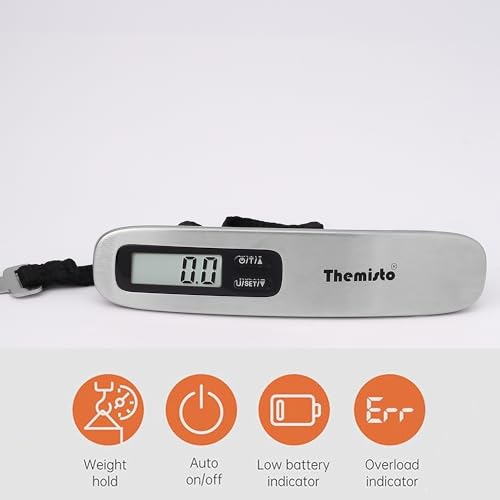 Themisto TH-WS10 Digital Luggage Scale with Target Value Setting (50kg), Silver - Image 8