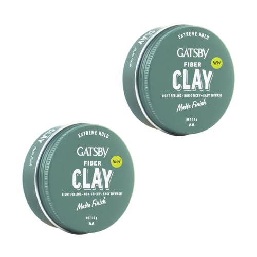 Image of GATSBY Japan's No. 1 Fiber Clay 33g (Pack of 2) | Matte Finish | Enriched with Pro-Vitamin B5 and Keratin