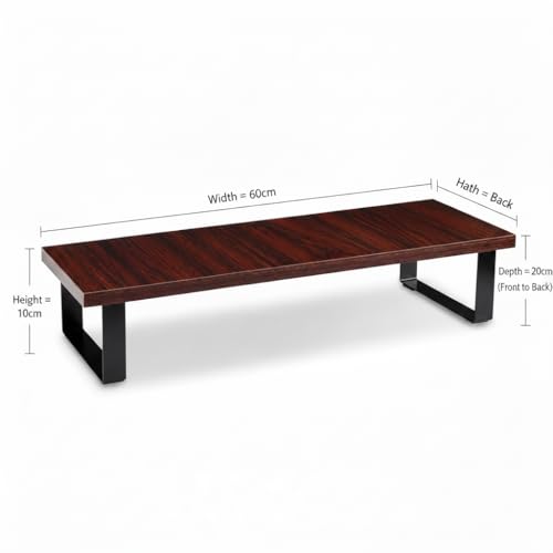 Image of flux Monitor Stand Wooden | Monitor Stand Riser | PC Stand For Desktop Table | Non Slip, Material: Particle Board & Metal (Red)