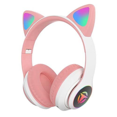 Image of Tubes- Wireless /Wired Bluetooth Kids Headphones with 105dB Safe and Upto 30 Hours Play Time, 800 mAh Battery for for Girls /Boys Gifts Cat Ear Online Learning School (Pink)