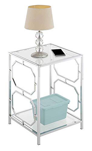 Convenience Concepts Omega Chrome End Table, Clear Glass / Chrome Frame #TOP3