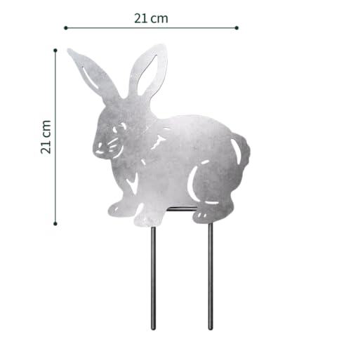VERDOBA Kaninchen Gartenstecker - Silberne Hasen Garten Deko - Deko Hasen Gartenstecker - Osterhasen Deko aus Eisen in Antikfinish - Dekoration für den Garten, Balkon & Terrasse