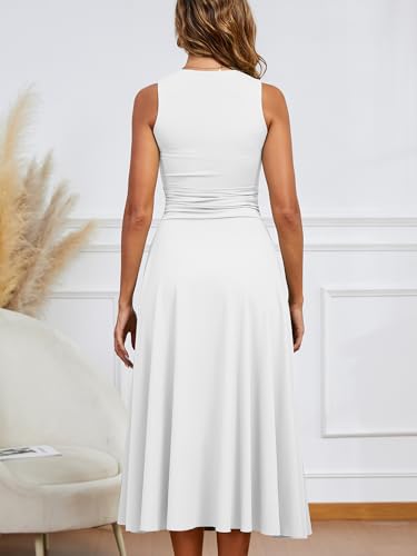 Kaximil Women's Square Neck Corset A Line Maxi Dress Ruffle Ruched Waist Flowy Long Dresses2