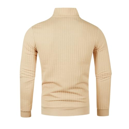 Men's Quarter Zip Pullover Sweater Knitted Long Sleeve Stand Collar Sweater Striped Textured Knitwear3