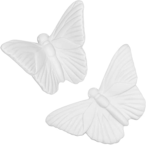 Decoración de pared de cerámica con diseño de mariposa blanca para colgar en el baño, sala de estar, jardín, juego de 2 (2)