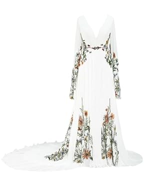 wedding dress with colorful embroidery