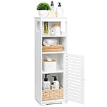 UTOKON Bathroom Cabinet Waterproof, White Storage Cabinet Floor Standing Home Storage Furniture Shelf,Suitable for Toilet Bedroom Kitchen Living Room (RD)