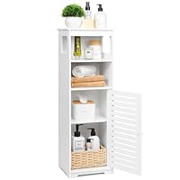 UTOKON Bathroom Cabinet Waterproof, White Storage Cabinet Floor Standing Home Storage Furniture Shelf,Suitable for Toilet Bedroom Kitchen Living Room (RD)