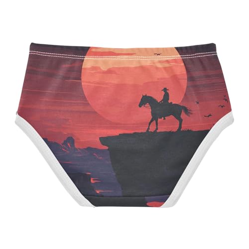 Girls Underwear Toddlers 2t Cotton Little Girl Panties Designer Kids Briefs Undies Western Art Cowboy Horse Sunset2